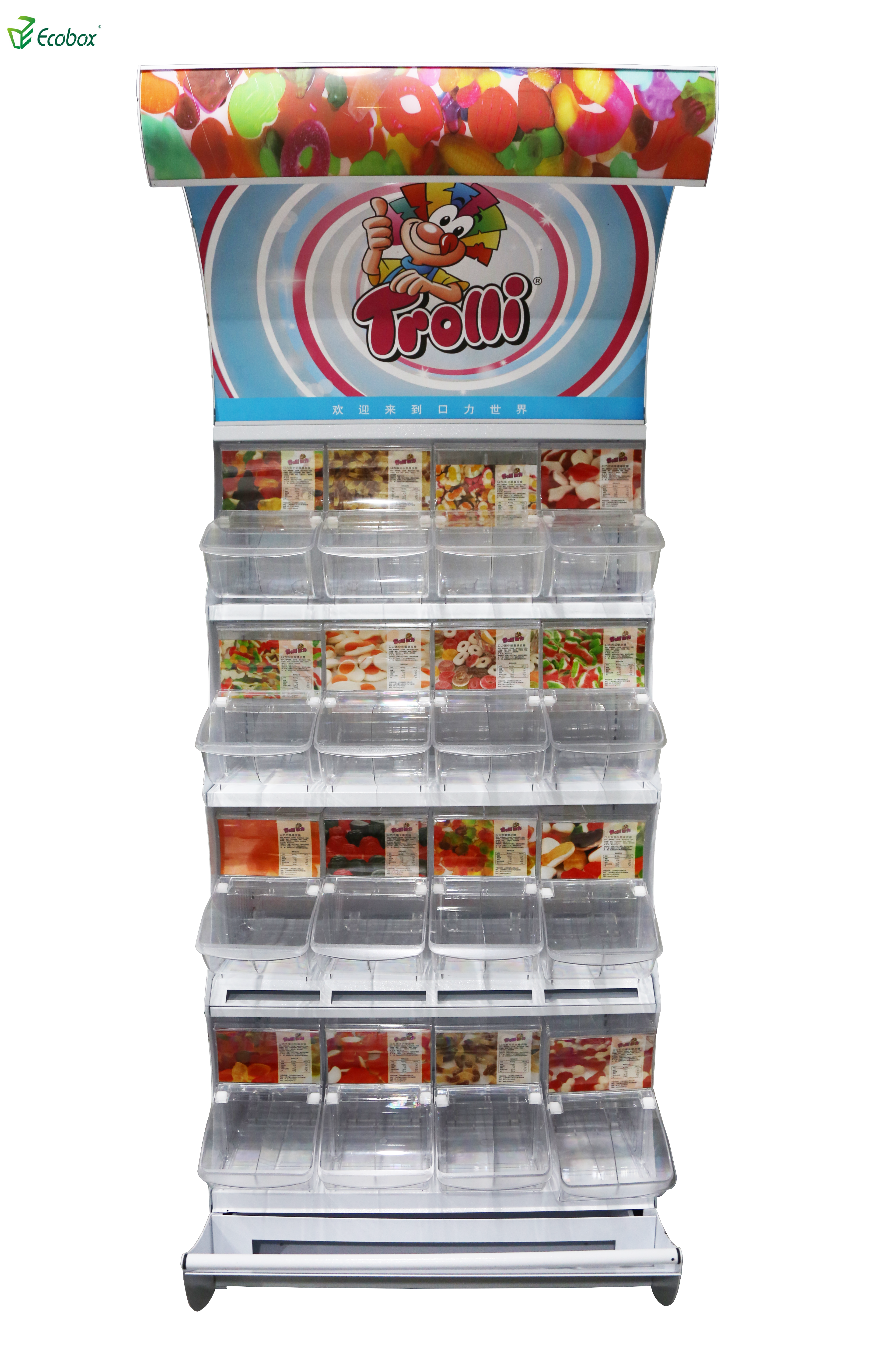 Ecobox TG-01101C Pick-and-Mix-Regalregal für Süßigkeiten mit Schaufelbehältern