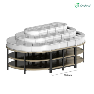 Rundes Regal der Ecobox G005-Serie mit Ecobox-Großbehältern für Supermärkte