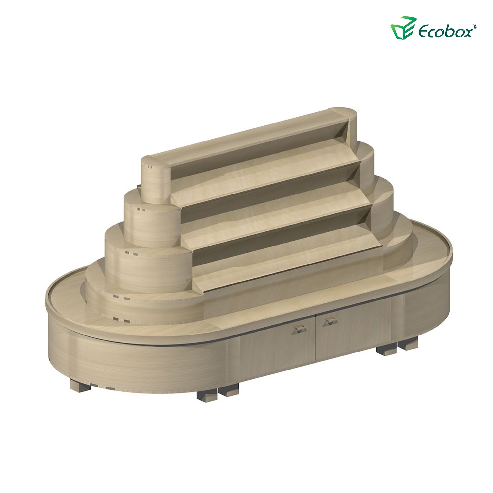 Rundes Regal der Ecobox G002-Serie mit Ecobox-Großbehältern für Supermärkte