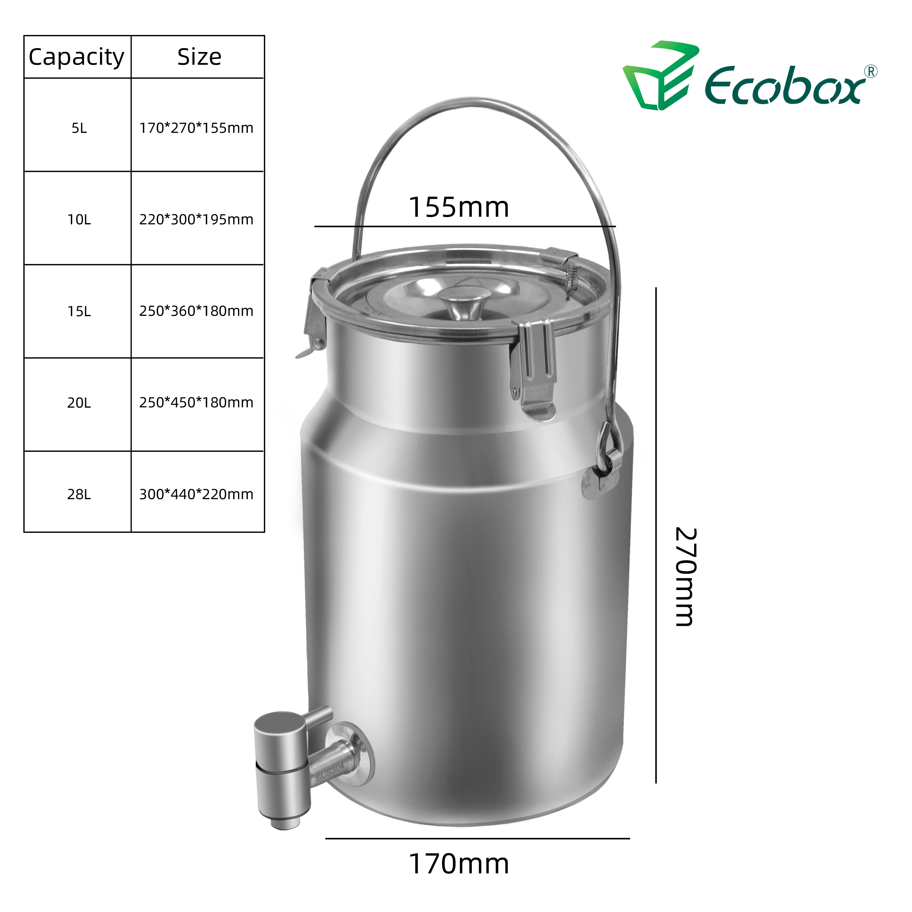 Ecobox Edelstahl-Spenderbehälter für flüssiges Öl in Lebensmittelqualität für Zero-Waste-Läden