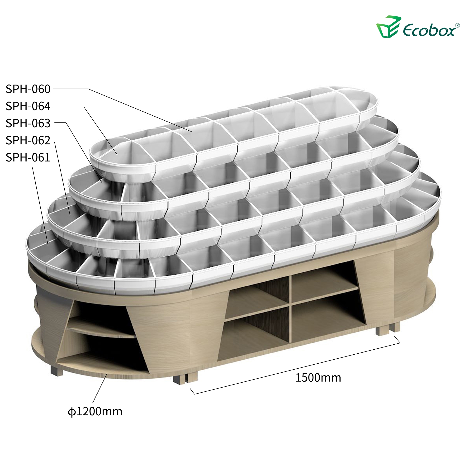 Ecobox G010 Supermarkt-Bulk-Food-Displays mit Ecobox-Supermarkt-Bins
